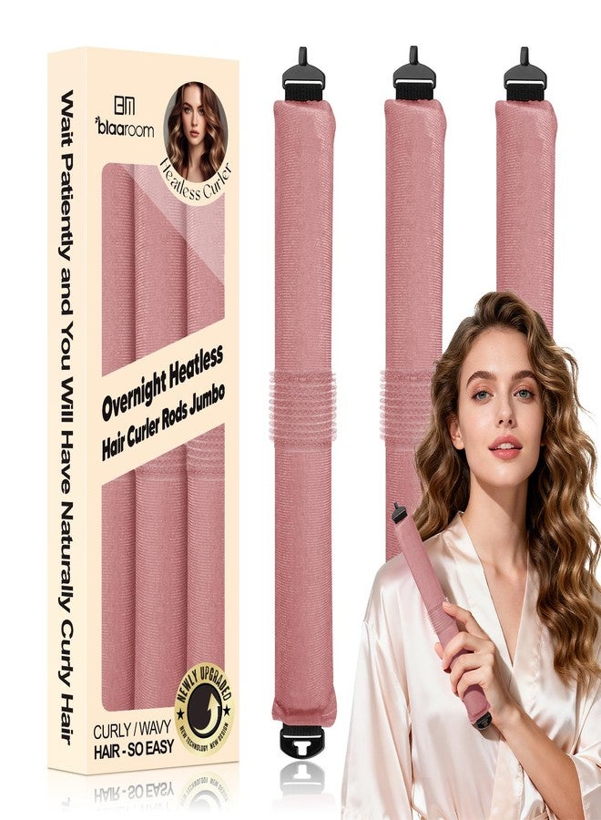 BLAAROOM Overnight Heatless Hair Curler, Upgraded with Hair Pad Grippers Satin Jumbo Flexi Blowout Curls Rods, 3pcs No-Heat Styling Tools Curling Rod to Sleep in for All Hair Types - Dark Pink - Image 1